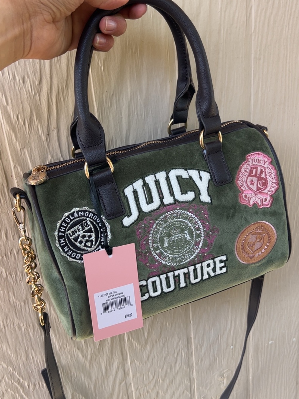 Juicy Couture Super Green Juicy Varsity Satchel - Picture 4 of 5